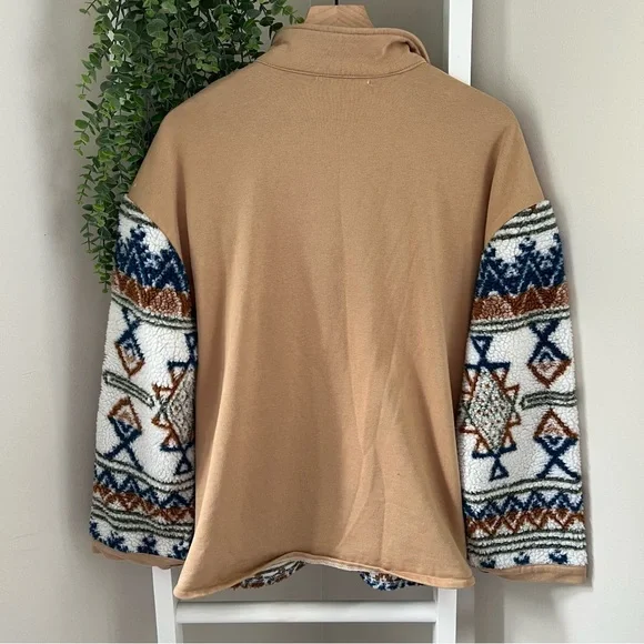 Aztec Western Cowgirl Tribal Boho oversized Shacket jacket tan women’s medium - Picture 4 of 10